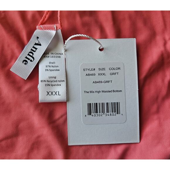 ANDIE XXXL Bikini Swim Bottom Pink Texturize 90s High Waist ISHRA x ANDIE NEW - Picture 3 of 6